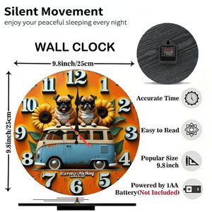 Round Wooden Wall <b>Clock</b> 25x25Cm Matte Surface <b>Silent</b> Non Ticking Living Room Decor - Product Image 2