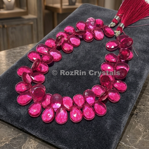 Faceted Oval Briolette Beads Pink Tourmaline Quartz Luxury Handmade Polished <b>Creative</b> Cultural Collectible Artifacts Home Decor - Product Image 2