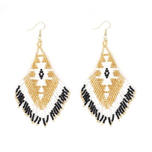 Go2boho pendientes hechos a mano para mujer Retro étnico bohemio elegante exagerado alegoría patrón diamante colgante moda alto sentido - Product Image 6