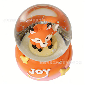 Boîte à musique en cristal de renard, cadeau personnel rotatif rond pour enfants ou petites amies - Product Image 4