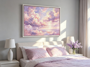 Pintura al Óleo Impresionista Pintada a Mano, Nubes Rosadas <span class=keywords><strong>Pastel</strong></span>, Cielo Etéreo Suave, Paisaje Marino, Arte en Lienzo <span class=keywords><strong>para</strong></span> Decoración del Hogar - Product Image 4