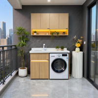 Meuble de cuisine et de salle de bain moderne, étanche et résistant à l'humidité, combinaison évier et coiffeuse pour projets hôteliers