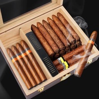 Venta al por mayor de lujo de Color marrón Humidor de puros de madera de cedro caja de gabinete accesorios para fumar cigarros para Club tienda de uso Personal