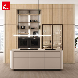 Mueble <span class=keywords><strong>de</strong></span> Cocina Curvo Minimalista Alland con Puertas <span class=keywords><strong>de</strong></span> Chapa <span class=keywords><strong>de</strong></span> Madera Maciza, Mueble <span class=keywords><strong>de</strong></span> Esquina Listo para Comedor - Product Image 1