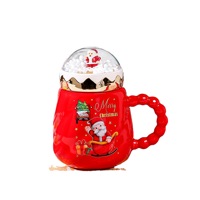Haute beauté jus de noël tasse à boire avec couvercle poignée tasse cadeau de noël créatif café tasse en céramique