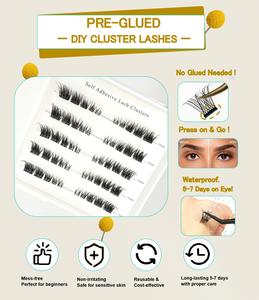 رموش ذاتية اللصق رقيقة من مورد OEM، رموش نباتية تُثبت بالضغط، علامة تجارية خاصة، رموش طويلة الأمد مُثبتة مسبقًا، طقم تمديد الرموش - Product Image 4