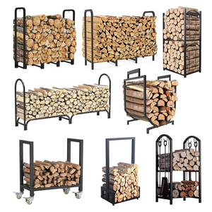 Ensemble de 4 supports à bois de chauffage et outils de cheminée en acier galvanisé Sunshine Garden, écologique, pour rangement intérieur, 30x40x75cm - Product Image 5