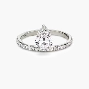 ANILLO DE ORO BLANCO THE HOVER PEAR, Oro Blanco de 18 Quilates, Anillo de Diamantes Clásico con Certificado IGI para Boda o Compromiso - Product Image 1