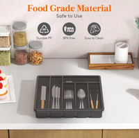Plateau à ustensiles couvert Organisateur en PP avec couvercle pour rangement des couverts en plastique Boîtes et bacs de rangement de qualité supérieure