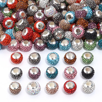 Manik-manik Shambhala Tanah Liat Lunak 14mm Lubang Besar Berhiaskan Rhinestone untuk Pembuatan Perhiasan