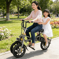 Tricycle électrique pliable parent-enfant, double batterie, traînable, ultra-léger, scooter de mobilité unisexe pour adultes pour les trajets quotidiens