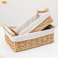 Panier de rangement en corde de papier avec poignées en bois pour papier toilette, étagères, salle de bain, chambre à coucher, décoration de ferme