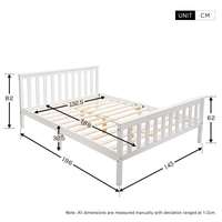 Maßgefertigtes Modernes Doppelbett aus Massivem Kiefernholz 196x143cm 4'6ft Robustes Kopfteil Umweltfreundlich Langlebig Weiß mit Stauraum