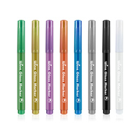 Mobee P-132 Stylo métallique permanent imperméable 12 couleurs, contour métallique, marqueur pour verre à vin, pour tasse