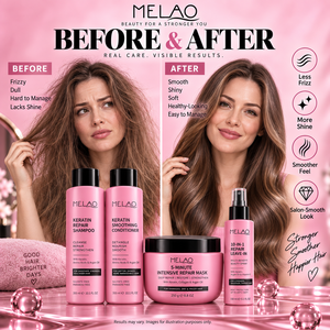 Shampoo réparateur à la kératine sans sulfate, sans paraben, aux acides aminés et à l'huile d'argan, nettoyage doux, compatible avec les colorations, ensemble de soins capillaires personnalisés - Product Image 5