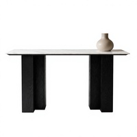 Table console moderne en pierre frittée, plateau en marbre de 11 mm, structure en bois massif, table d'appoint pour entrée, couloir, salon