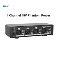 Alimentation Phantom 48V à 4 canaux avec double sortie mixte pour microphones et câble audio 3,5 mm pour l'enregistrement musical