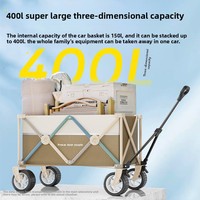 Chariot de camping pliable en métal avec roues tout-terrain, capacité de 500 L, chariot portable d'extérieur personnalisable, poignée télescopique, modèle OEM/ODM