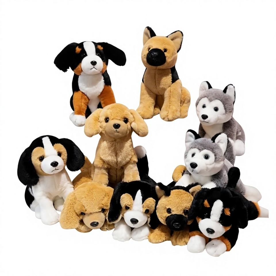 Cross-border Simulation Dog Series Doll Lying Husky Sitting French ...