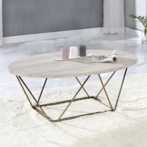 DB Rowan Table basse classique classique en faux marbre gris-pour salon et salle à manger Meubles de maison en métal - Product Image 1