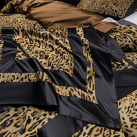 Ensemble de literie de luxe en jacquard 4 pièces, 100% coton, imprimé léopard, respirant, confortable, 400TC, pour la maison, la chambre à coucher, usage familial