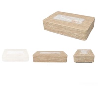 Table basse en travertin blanc cassé et jade blanc, pierre naturelle, style moderne minimaliste, luxe léger, antique, 2 pièces