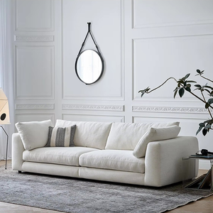 Sofá Seccional Minimalista ATUNUS de Madera Maciza Blanca, Sofá Modular de 3 Plazas con Tela Impermeable para Sala de Estar - Product Image 6