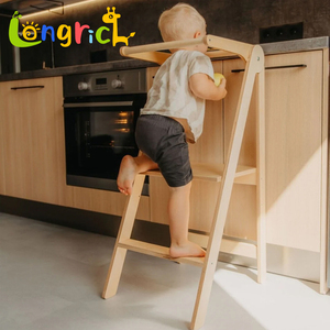 Torre di Apprendimento Montessori Pieghevole in Bambù Personalizzata per Bambini, Sgabello Ottomano Moderno per Camera da Letto, Aiuto Sicuro per la Casa - Product Image 4