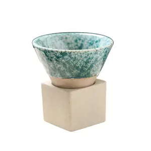 Latest Model Creative Madou Retro Style Pottery Arabic Funnel Cone Shape 100ml Ceramic Coffee Cup Mug With Base