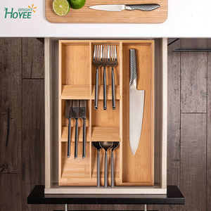 Organisateur <span class=keywords><strong>de</strong></span> Tiroir <span class=keywords><strong>De</strong></span> Cuisine en bambou pour les Gadgets ou Outils <span class=keywords><strong>Angle</strong></span> Unique Diviseur Plus Bac À Compartiments - Product Image 4