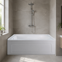 Baignoire à remous moderne en acrylique, standard Amérique du Nord, à 3 parois, avec jupe simple, portable, pour trempage, blanc pur, pour hôtel