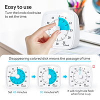 Horloge silencieuse Yunbaoit pour la gestion du temps en classe, veilleuse, minuteur visuel, compte à rebours de 60 minutes pour enfants et adultes
