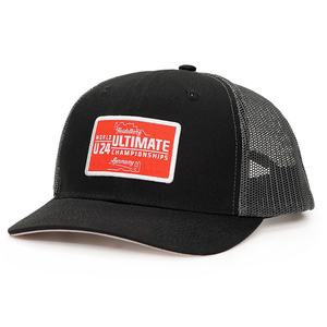 Casquettes de camionneur en maille en gros, 5 panneaux, personnalisées, 6 panneaux, étiquette tissée en coton, patch, casquette noire - Product Image 2