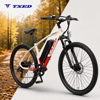 Vélo électrique tout-terrain TXED 27,5 pouces, 7 vitesses, fourche à suspension, freins à disque mécaniques en alliage, batterie 13 Ah