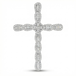 สร้อยคอจี้รูปกางเขนแบบคลาสสิก ชุบทองคำขาว 10K/14K/18K ประดับเพชร CVD ผลิตในห้องปฏิบัติการ ของขวัญสำหรับโอกาสพิเศษ - Product Image 1