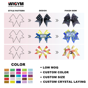 Custom Professional Cheerleading Bow Series: <b>Glitter</b>/Rhinestone/3-inch Large Size Options, Red/Black/<b>Blue</b> Cheerleading Bows - Product Image 3