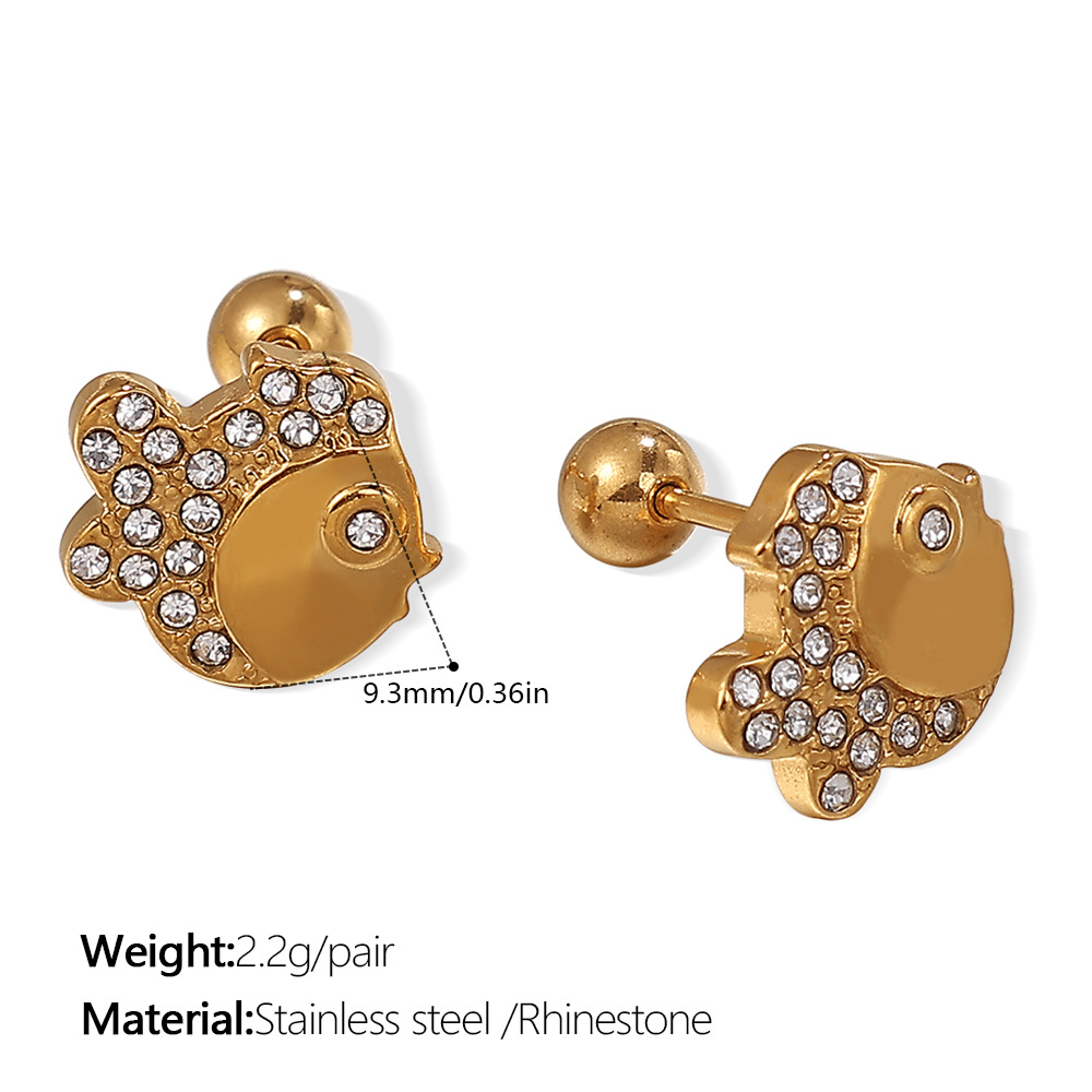 ต่างหูสตั๊ดทองคำประดับเพชรขาว รุ่น EH982WEG