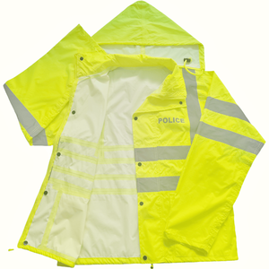 High Visibility Safety Waterproof Reflective <strong>Yellow</strong> <strong>Raincoat</strong> - Product Image 4