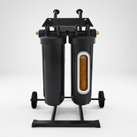 Chariot double pour filtre à eau avec cartouche de rechange, support à roulettes, poignées de transport, raccords de port et équipement