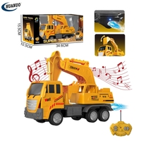 Camion de Construction Télécommandé en Plastique, Véhicule d'Ingénierie RC avec Fonction de Pulvérisation et Musique, Voiture Jouet Rechargeable par USB pour Enfants Garçons OEM