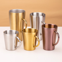 Mug à café isotherme double paroi en acier inoxydable 304, 300 ml, épais, pour usage domestique et commercial, style Instagram moderne, idéal comme cadeau