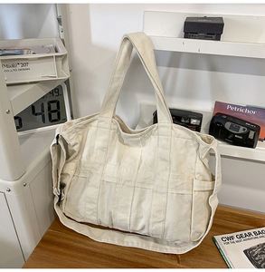 Vintage Washed Ladies' <b>Tote</b> <b>Canvas</b> Large Capacity Crossbody Bags Single Shoulder Handheld Bags Students Messenger Bags - Product Image 4