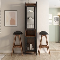 Moderner Apartment-Esstisch aus Holz, wandmontiert, klappbar, mit Barschrank und Weinschrank, Massivholz-Sideboards für die Küche