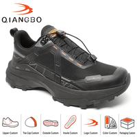 Chaussures de randonnée pour hommes, personnalisées en usine, noires, basses, respirantes, en mesh, à laçage rapide, résistantes aux perforations, antidérapantes, légères et durables