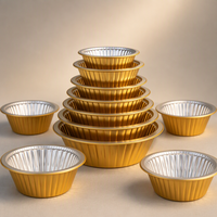 Barquette en aluminium doré personnalisée, résistante au four, jetable, en plastique PP de qualité alimentaire, avec couvercle en aluminium, pour boulangerie, pâtisserie, à emporter