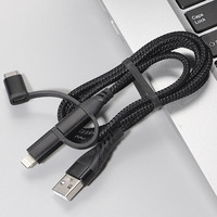 Logo OEM lumière Micro Type C 3 en 1 Nylon tressé USB câble de données de charge chaud pour iPhone Android tous les téléphones portables compatibles IOS