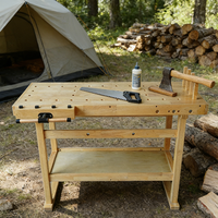 Banc de travail professionnel pour l'école et l'extérieur, éco-responsable, durable, avec plateau en bois de caoutchouc épais, design moderne