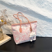 Graffiti toile sac pour femmes 2025 nouvelle mode sac à bandoulière grande capacité sac fourre-tout avec pendentif