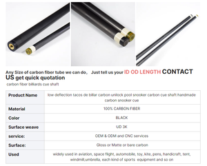 Thương hiệu phổ biến thay thế tùy chỉnh sợi carbon hồ bơi <span class=keywords><strong>Cue</strong></span> trục Snooker <span class=keywords><strong>Cue</strong></span> TACO de billar sợi carbon bi-a carom bi-a - Product Image 2