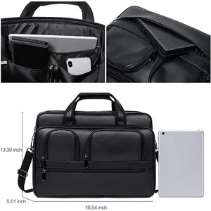BSCI Factory Office Messenger PU Leather Waterproof Hand Laptop Shoulder Bag Travel Storage Trolley Laptop Tote HandBag